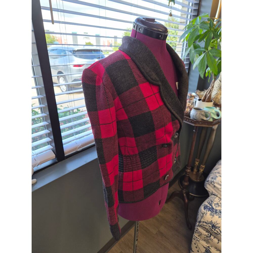 Vintage Valentino Plaid Wool Cardigan Jacket Italy 38 - Picture 3 of 7